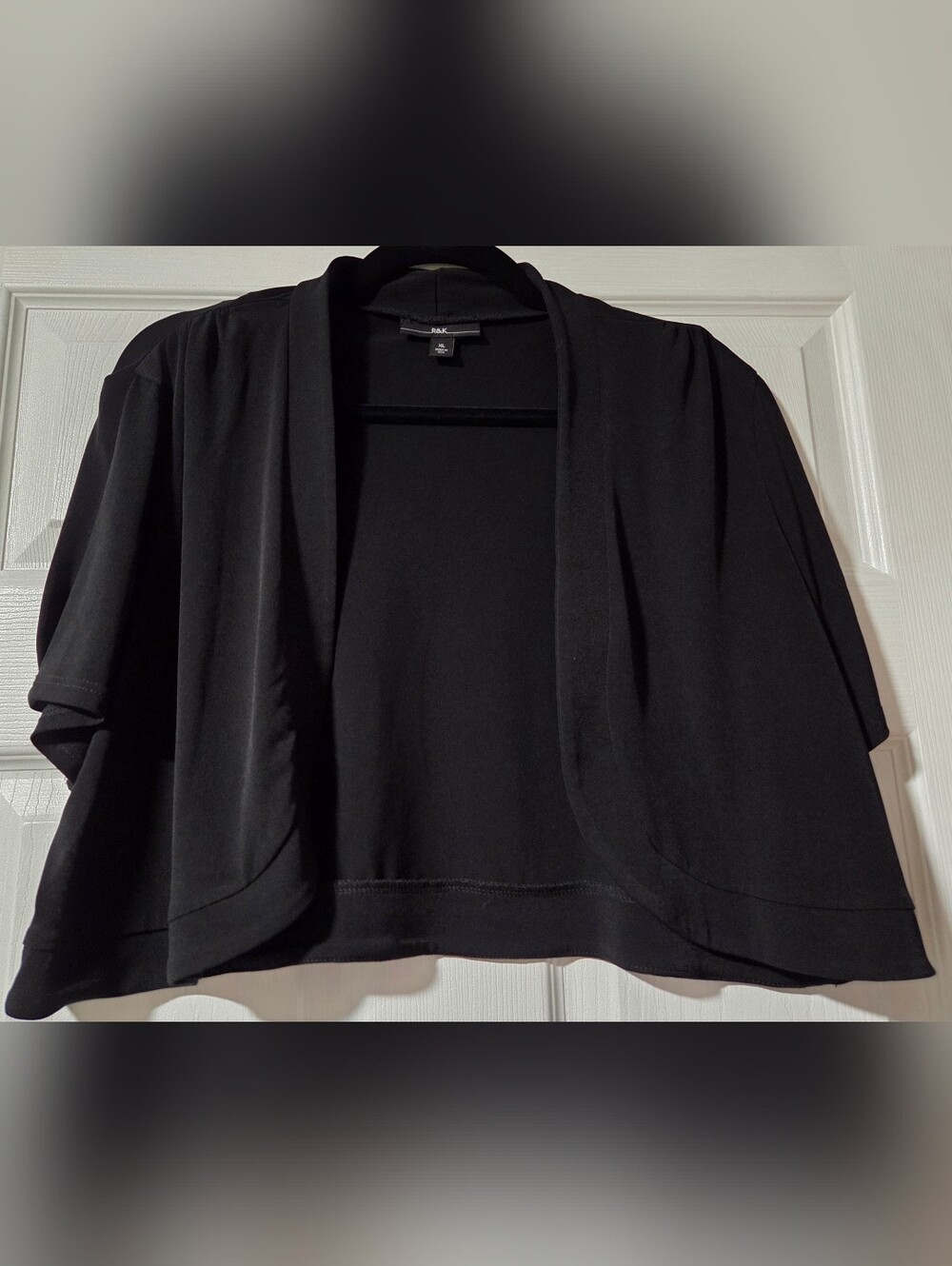 R&K Black Open-Front Cropped Cardigan